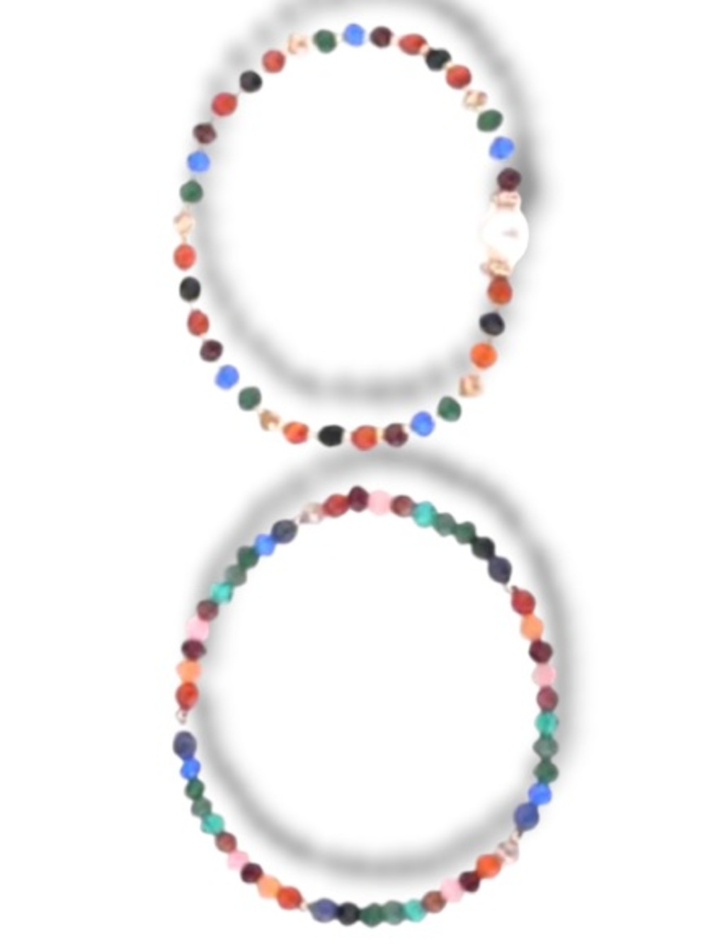 Nordstrom Women’s Noir Beaded Bracelet Set Multicolor with Pearl Charm Detail